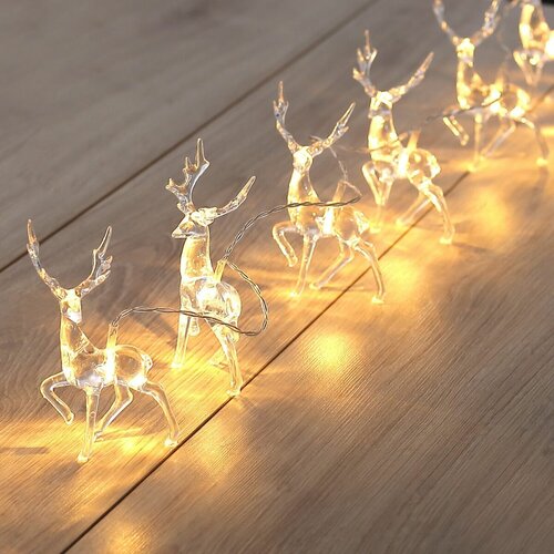 DecoKing Rénszarvas karácsonyi fénylánc meleg fehér, 10 LED