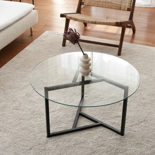 Couchtisch Trio Black mit transparentem Glas