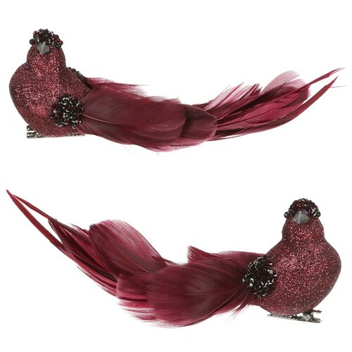 Zestaw ptaszków na klipsie, fioletowy, 4 szt.