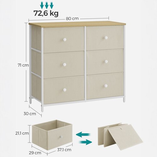 Kommode E1033 WT, 80 cm