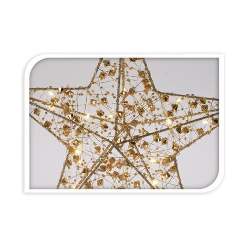 Svietiaca vianočná hviezda Gold Diamond, 30 cm, 20 LED, teplá biela, časovač