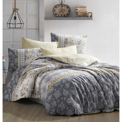 BedTex Бавовняна постільна білизна Vera сіра, 220x 200 см, 2 шт. 70 x 90 см