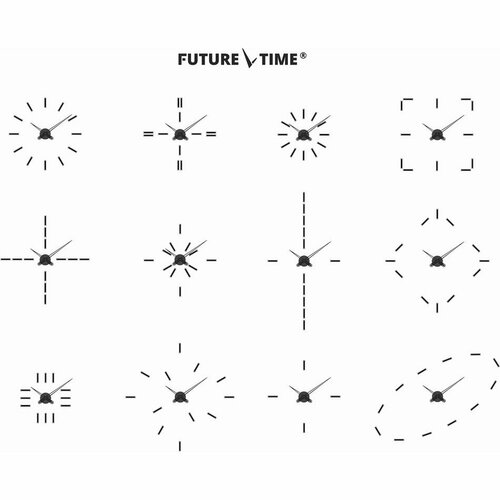 Future Time FT9600SI Modular chrome Dizajnové samolepiace hodiny, pr. 60 cm