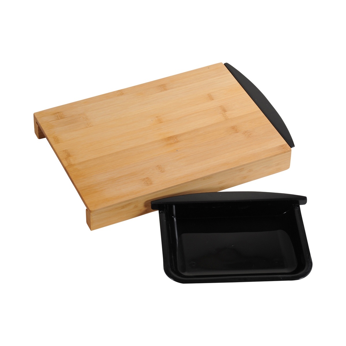 Kesper 58350 Bambusz vágódeszka tároló tálcával,fekete, 41 x 25,5 x 4 cm termék 2. képe