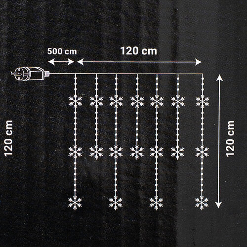 Kültéri fényfüggöny Snowflakes, 120x120 cm, LED, meleg fehér, időzítő, 8 funkció