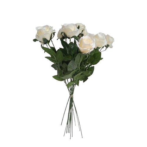 Levně Umělá kytice Růží bílá, 67 cm, 12 ks