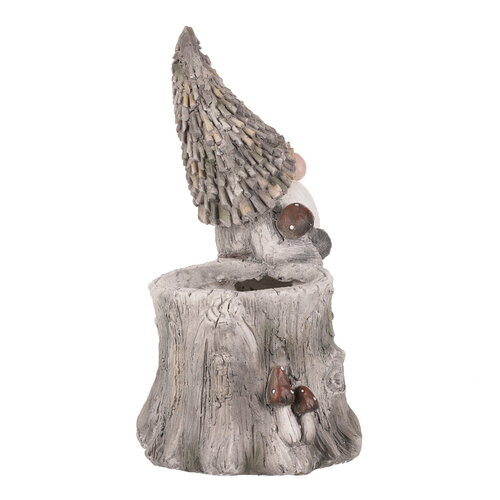 Übertopf, Gartendekoration Baumstumpf mit Zwerg, 38 x 46 x 23 cm, MgO