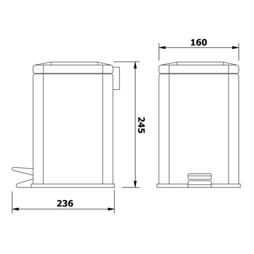 AQUALINE GAQ003 Simple line кошик для сміття  квадратний 3 л, нержавіюча сталь