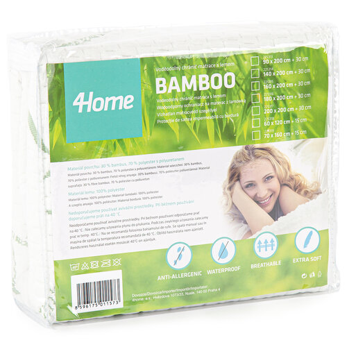 4Home Bamboo Водонепроникний наматрацник з бортом, 60 x 120 см + 15 см