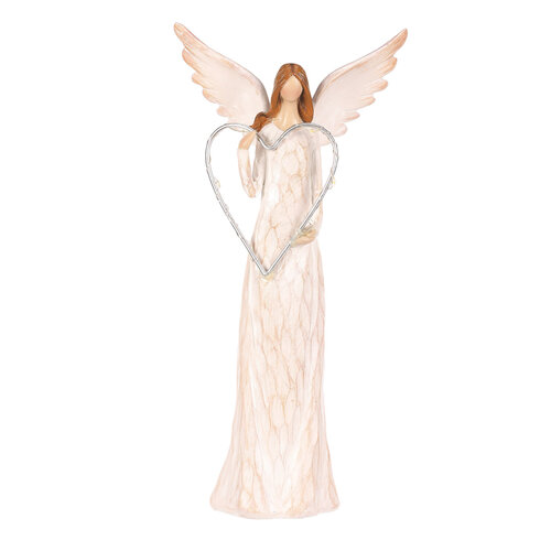 Božična dekoracija Angel z osvetljenim srcem,poliester, 24 cm