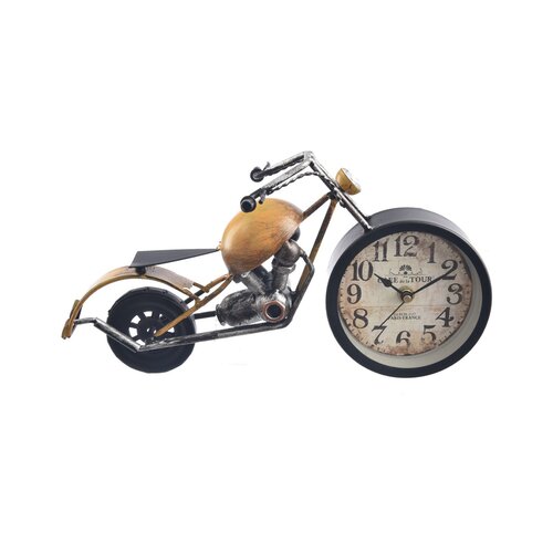 InDecor Asztali fém óra Motorkerékpár, 20 x 17 x14 cm