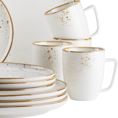 Mäser 16-teiliges Geschirrset Pintar White braune Punkte