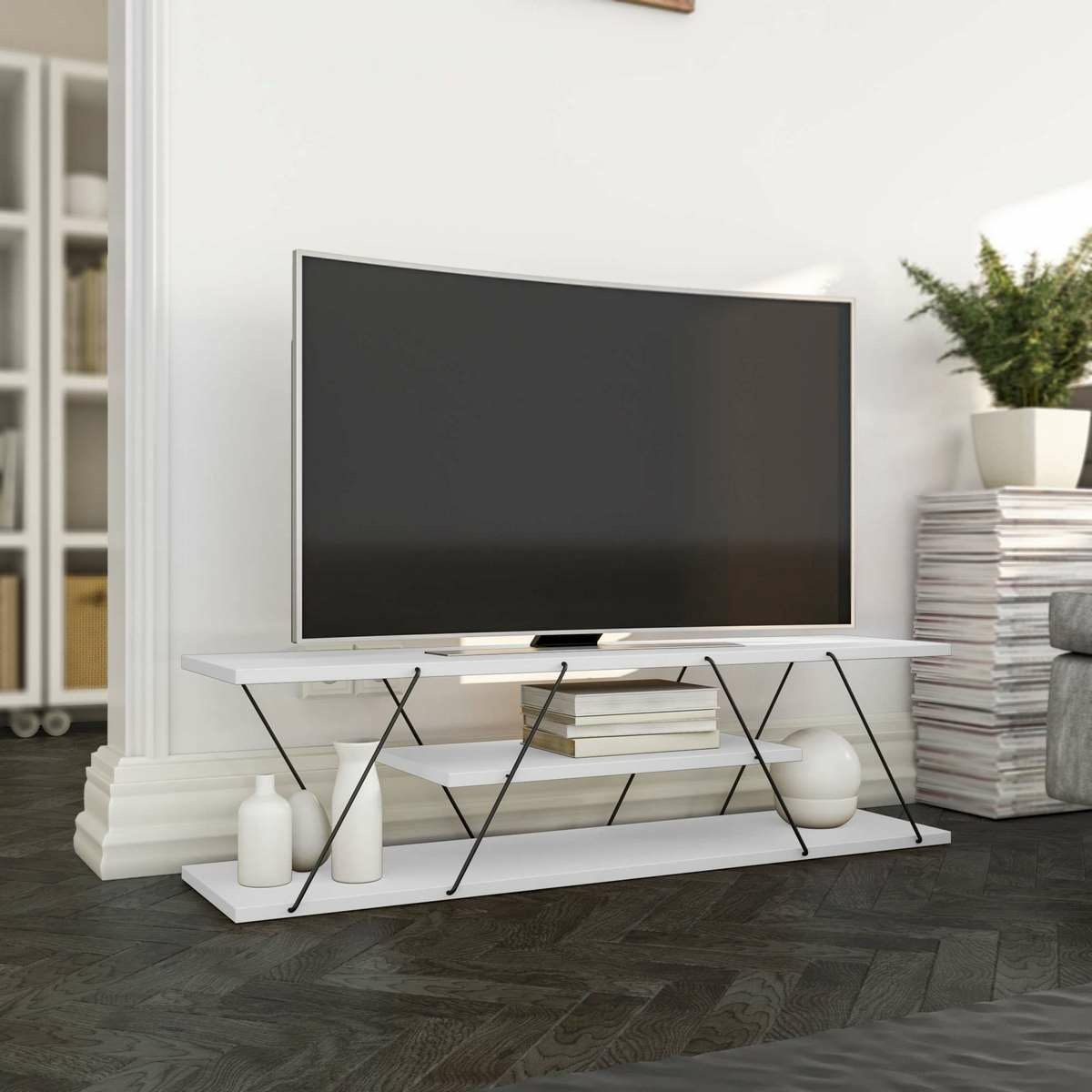 Televízny stolík Canaz White and Black