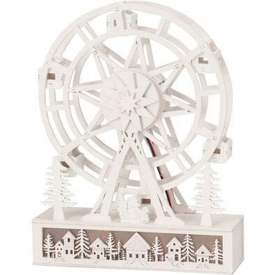 Decorațiune rotativă luminoasă de Crăciun Sate,4x LED, lemn