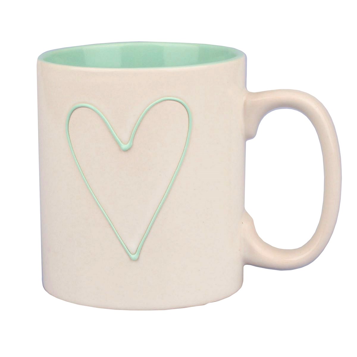 Keramický hrnček Srdce 600 ml, tyrkysová