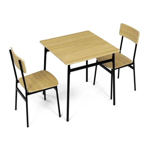 Set de masă Industrial cu 2 scaune, 70 x 70 x 76cm, stejar sălbatic