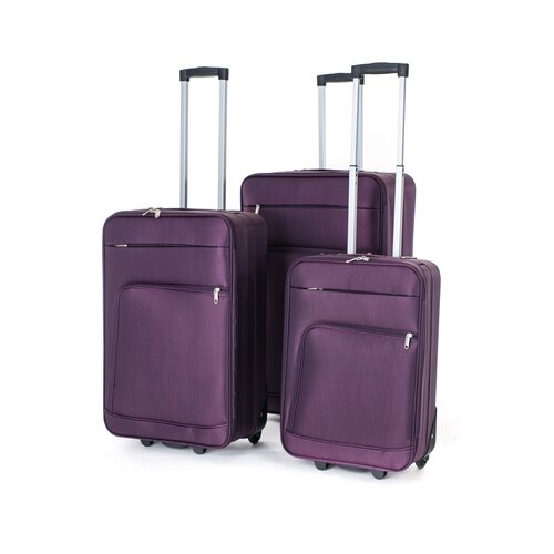 Pretty UP Sada cestovních textilních kufrů TEX01 3 ks, fialová