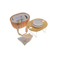 Wiklinowy kosz piknikowy ze stałą pokrywą/stolikiem dla 2 osób z torbą term., 40 x 31 x 21 cm, 3 kg