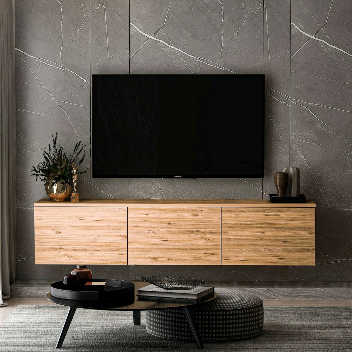 Televízny stolík Neon Atlantic Pine