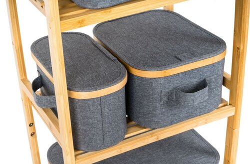 Pojemnik do przechowywania G21 24 x 30 x 15 cm, bambusowy z pokrywką, szary