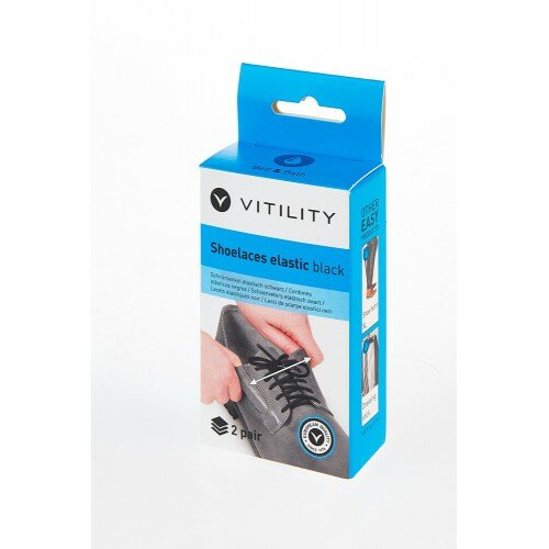Vitility VIT-70110020 elastické šnúrky do topánok 60 cm, čierna, 2 páry
