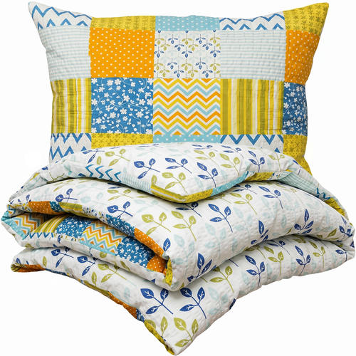 4Home Krep posteljnina Patchwork blue, 140 x 200cm, 70 x 90 cm