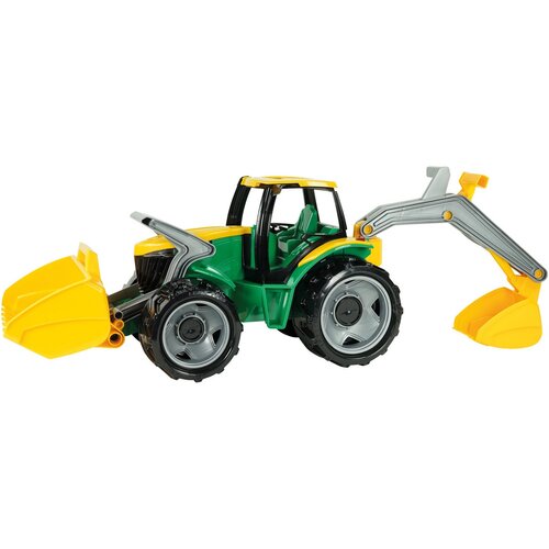 Lena Traktor kanállal és kotróval, 65 cm, zöld- sárga