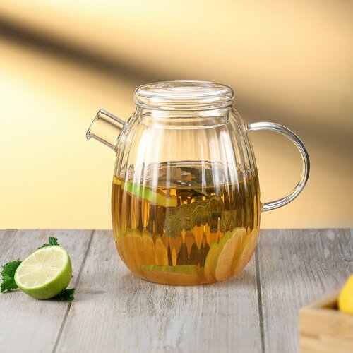 4Home Stekleni vrč s pokrovom Stripe Hot&amp;Cool,1 l