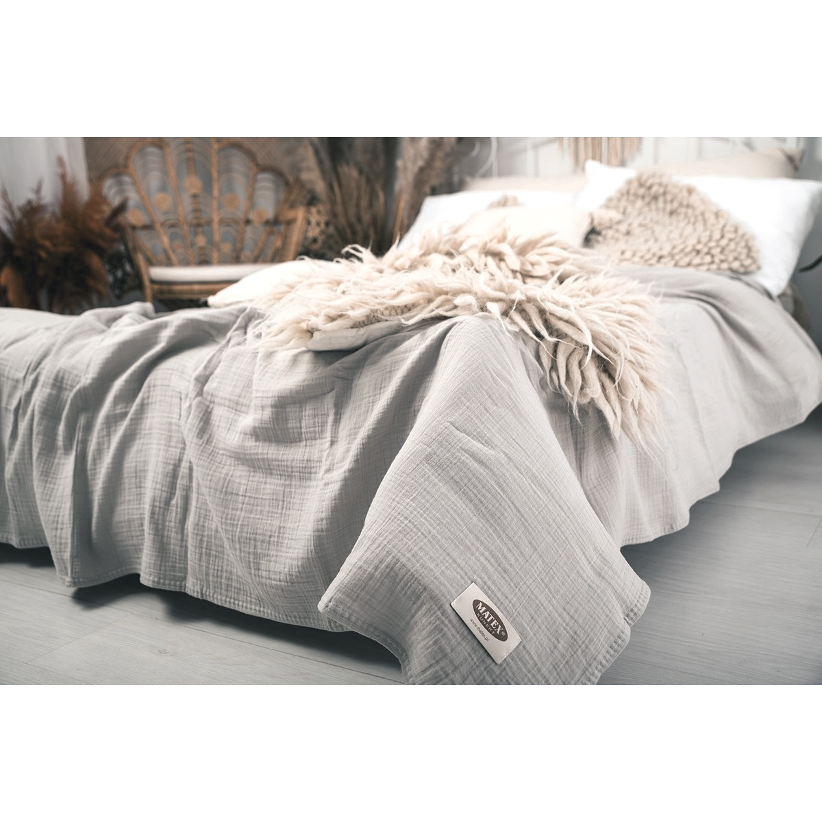 Matex Muslin ágytakaró világosszürke, 240 x 210 cm, világosszürke termék 2. képe