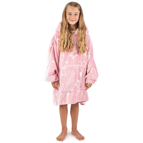4Home Leuchtender Poncho in Lammfelloptik Hearts, uni S - Kinder