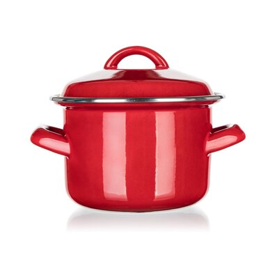 Banquet Emailed pot with lid Milton red, 12 cm,0.78 l