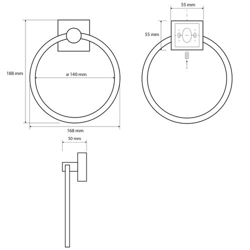 SAPHO XQ406 X-Square držalo za brisače, srebrno