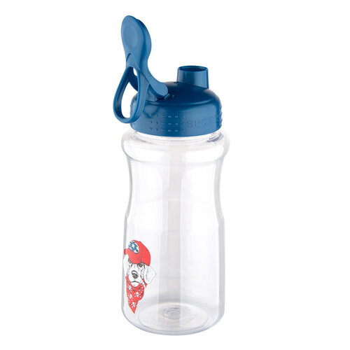 Altom Sticlă de plastic cu pai Labrador, 500 ml,albastru