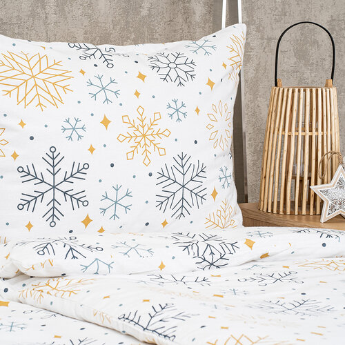 Lenjerie de pat din flanel 4Home Frosty snowflakes, 220 x 200 cm, 2 buc. 70 x 90 cm