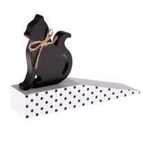 Opritor de ușă Pisică, din lemn, buline negre, 17,5 x 10 x 4 cm Opritor de ușă Pisică, din lemn, buline negre, 17,5 x 10 x 4 cm