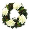 Coroniță de Ziua morților, crizantemă, 30 cm, alb