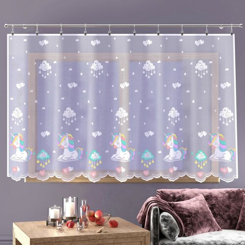 Einhorn Gardine farbig, 300 x 150 cm