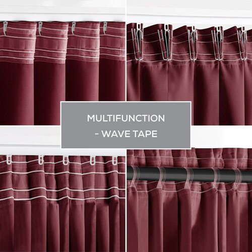 AmeliaHome Штора Blackout Oxford Pleat бордова, 140 x 245 см