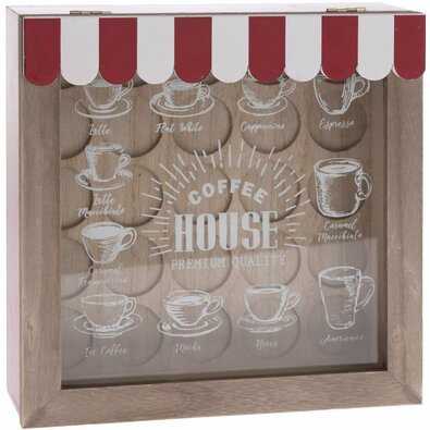 Holz-Kapselhalter Coffee House, 24 x 24 cm