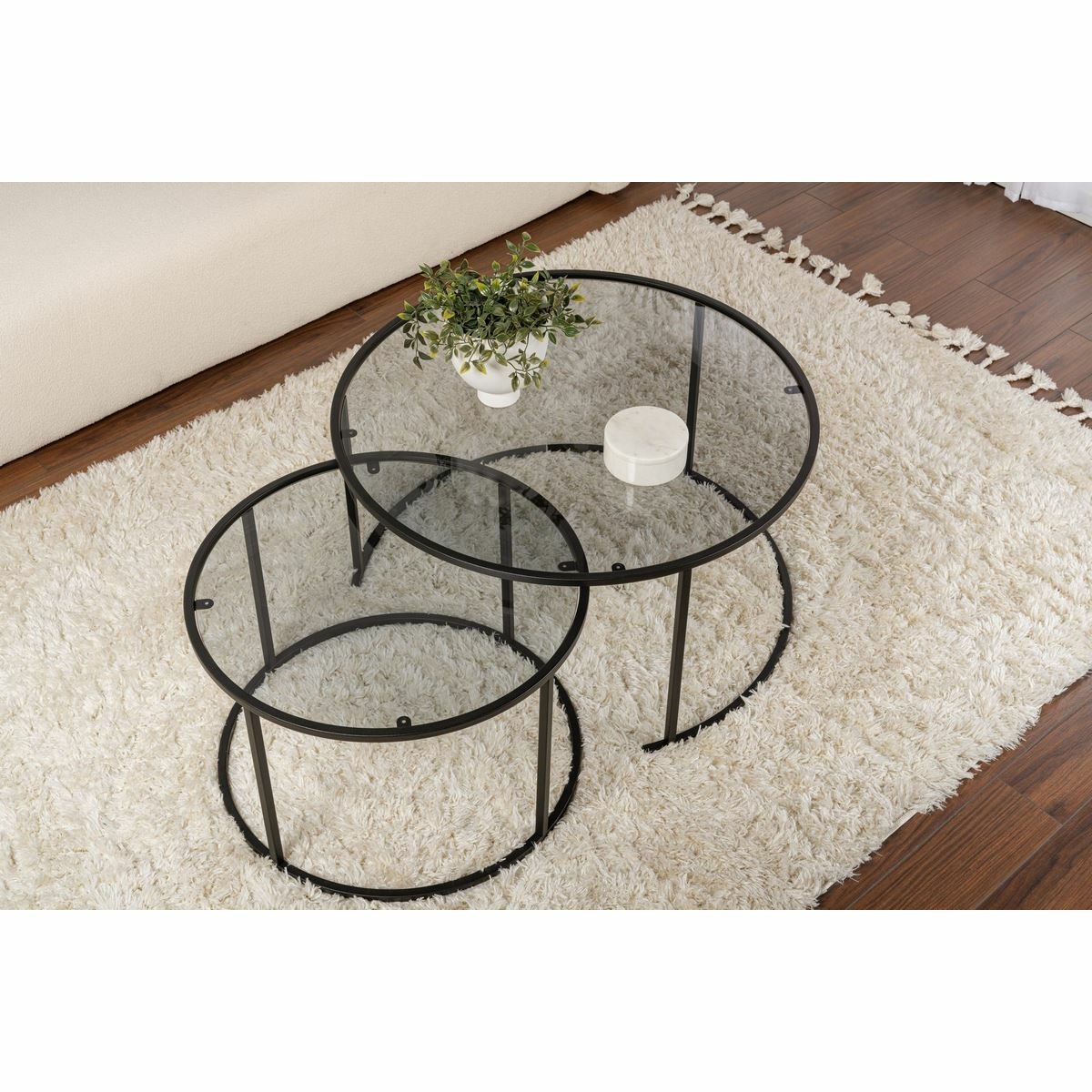 Súprava konferenčných stolíkov Aurum Black and Grey 80 cm, 2 ks