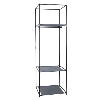 Šatníkový regál ALBUS, kov a látka, čierna
