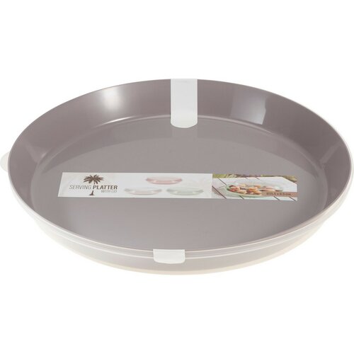 Plastikowa miska EH Serving z pokrywką 35,5 x 8,5cm, szara