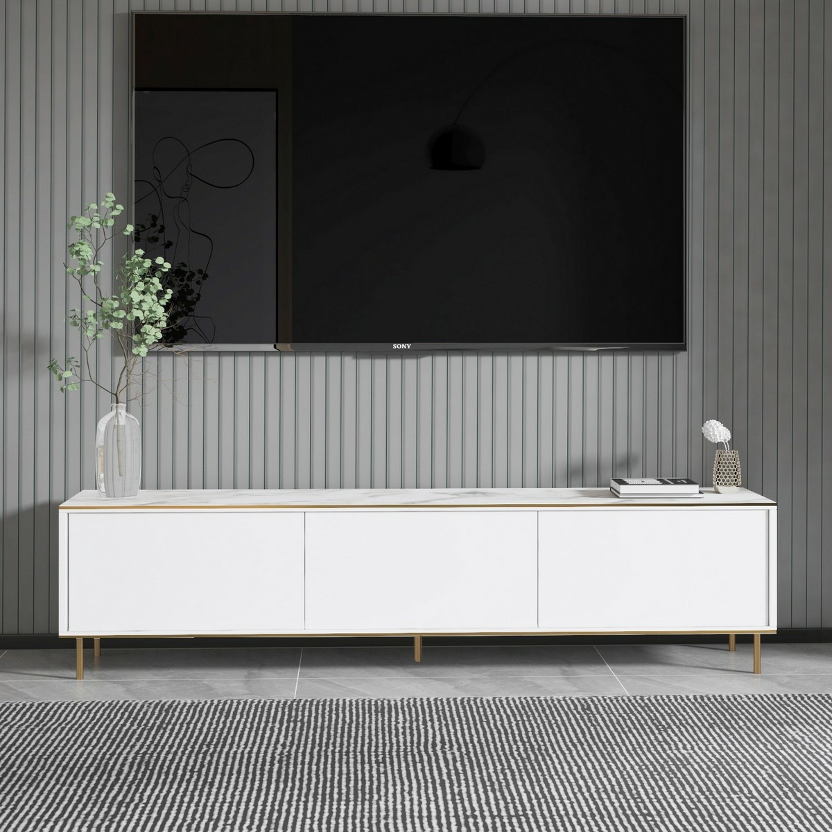 Televízny stolík Imaj White Marble and Gold