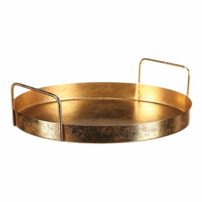Kovový tác s uchy pr. 25 cm, kulatý, zlatá