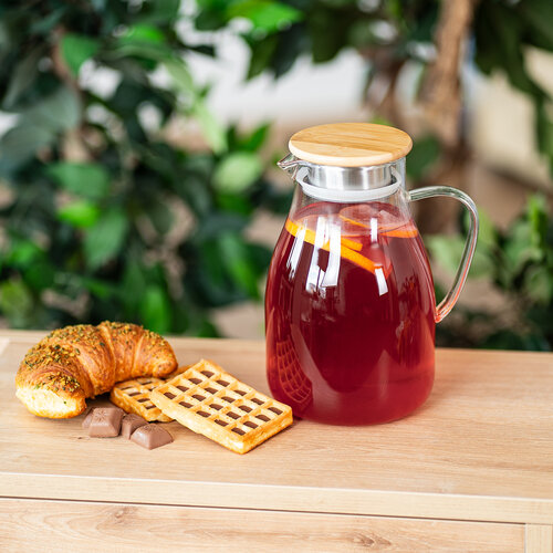 4Home Sklenený džbán s viečkom Bamboo Hot&Cool, 1,7 l