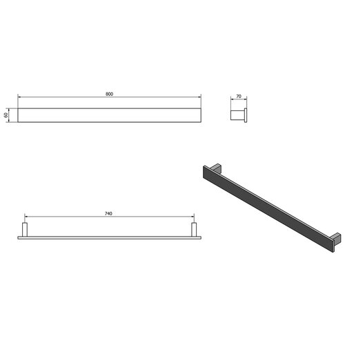 SAPHO PX036 Suport pentru prosoape, 80 x 6 cm, alb