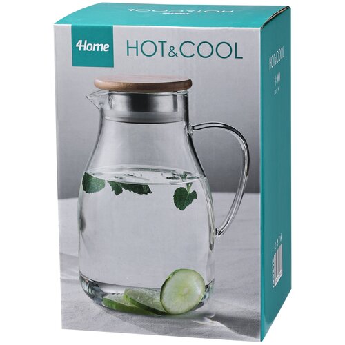 4Home Hot&Cool üveg kancsó Bamboo fedéllel, 1,7 l