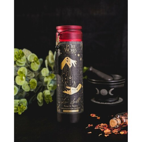 Arome Świeca organiczna Rose&Peony 300 g w kolorowym wysokim szklanym słoiku z frędzelkiem