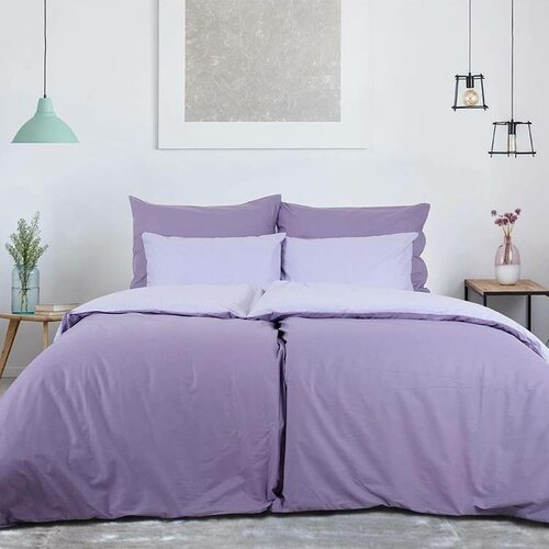 B.E.S. Petrovice Baumwollbettwäsche Double Face violett/lavendel, 140 x 200 cm, 70 x 90 cm