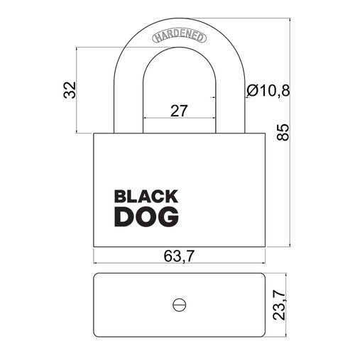 Jekleni obesni ključavnica RV.BLACKDOG.60